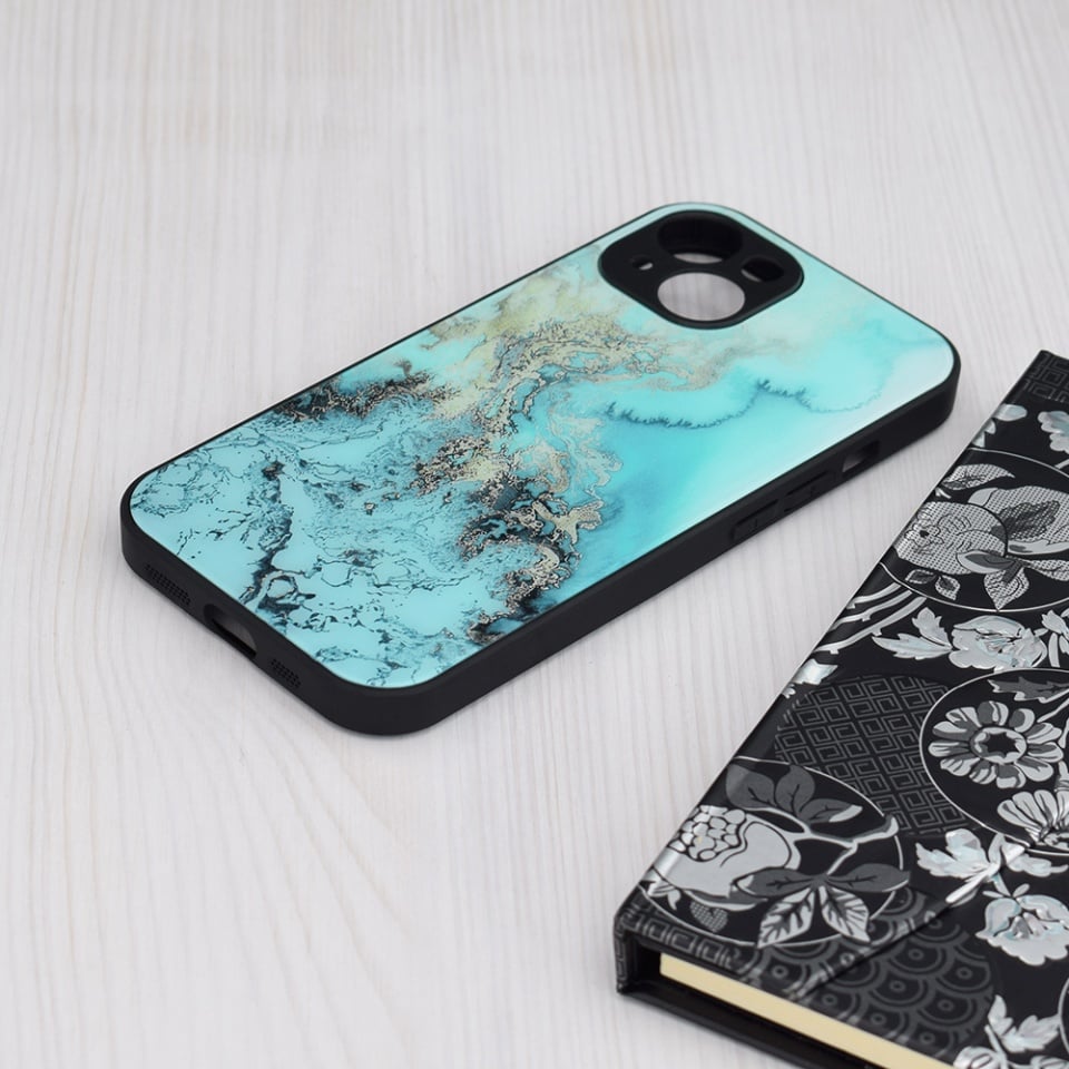 Husa pentru iPhone 15 Plus cu sticla securizata, Glaze - Bleu - 3 | YEO