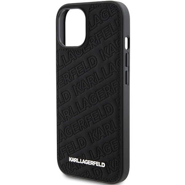 Husa pentru iPhone 15 Plus, Diagonal Quilted K Pattern, Karl Lagerfeld, Negru - 1 | YEO