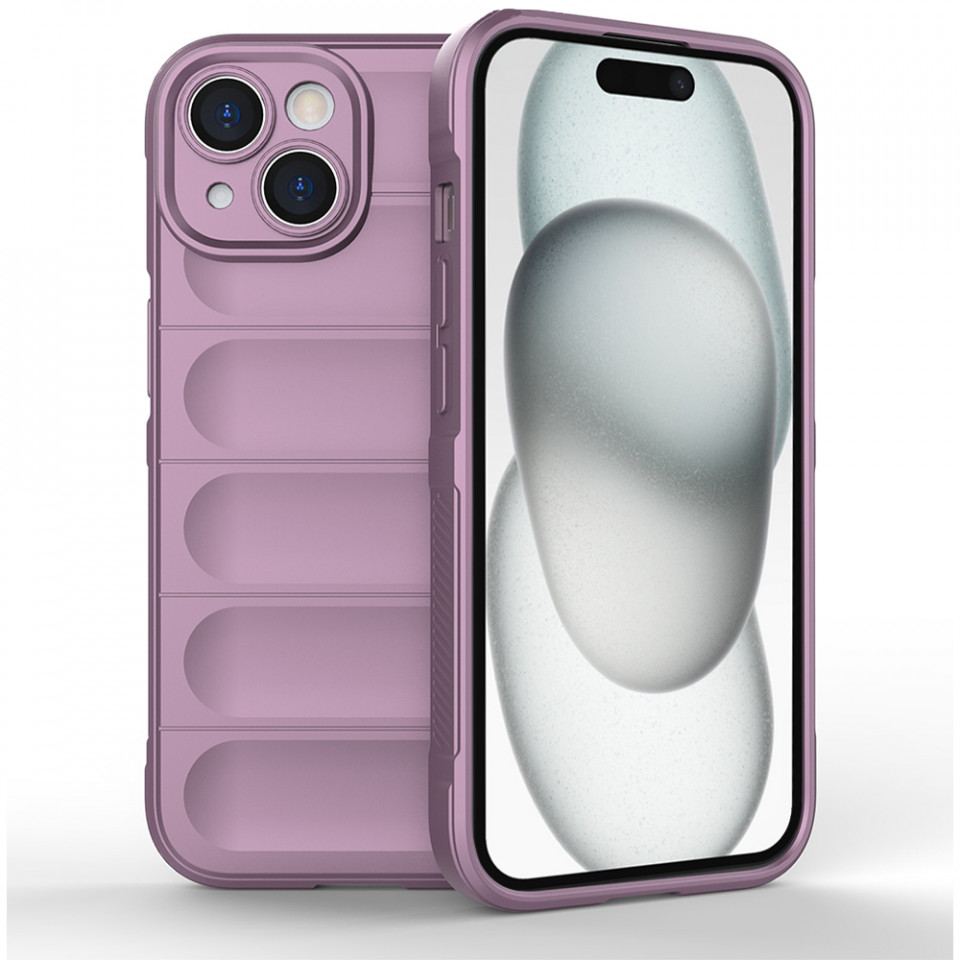 Husa pentru iPhone 15 Plus eleganta, din silicon mat, SKDR Vogue - Mov