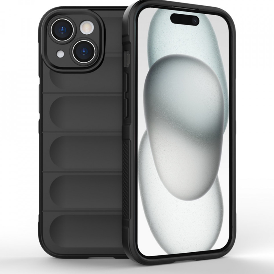 Husa pentru iPhone 15 Plus eleganta, din silicon mat, SKDR Vogue - Negru