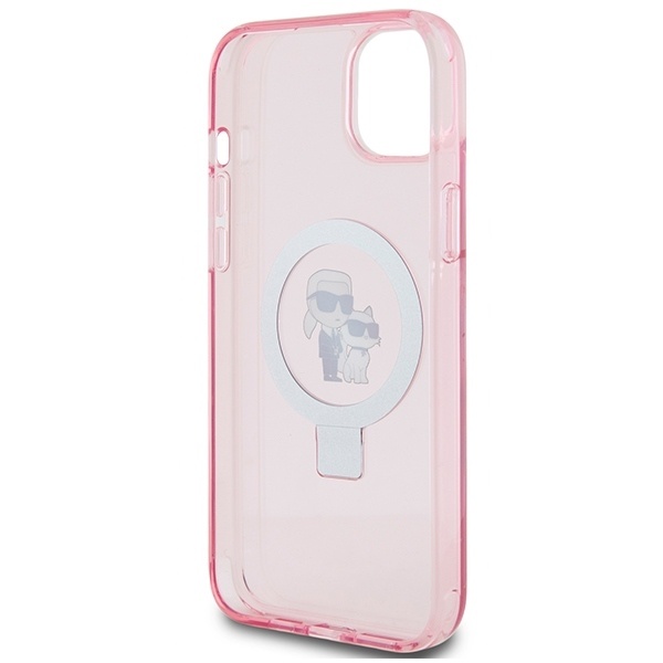 Husa pentru iPhone 15 Plus, Hardcase Ring Stand MagSafe, Karl Lagerfeld - Roz - 3 | YEO