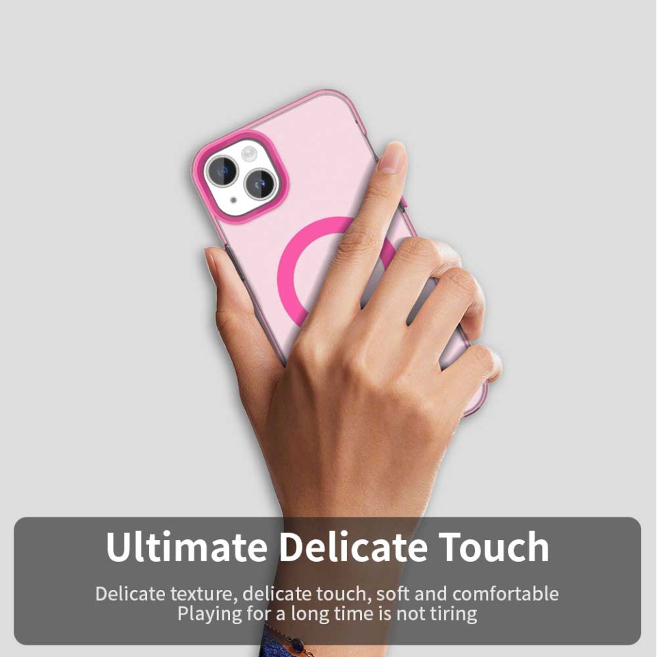 Husa pentru iPhone 15 Plus, SKYDDAR INOVATION, CandyCase, Magsafe, set cu sticker, Roz - 2 | YEO
