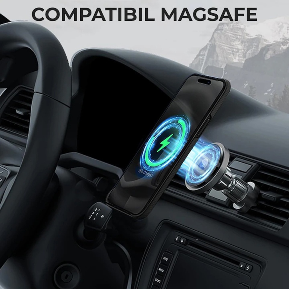 Husa pentru iPhone 15 Pro, Antisoc, SKYDDAR INOVATION, Aramid Fibe Magsafe, set cu sticker, Negru - 2 | YEO
