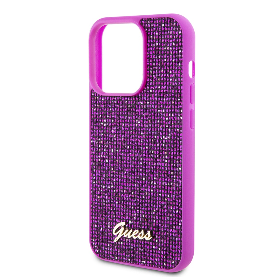 Husa pentru iPhone 15 Pro, Disco Metal Logo, Guess, Fucsia - 3 | YEO