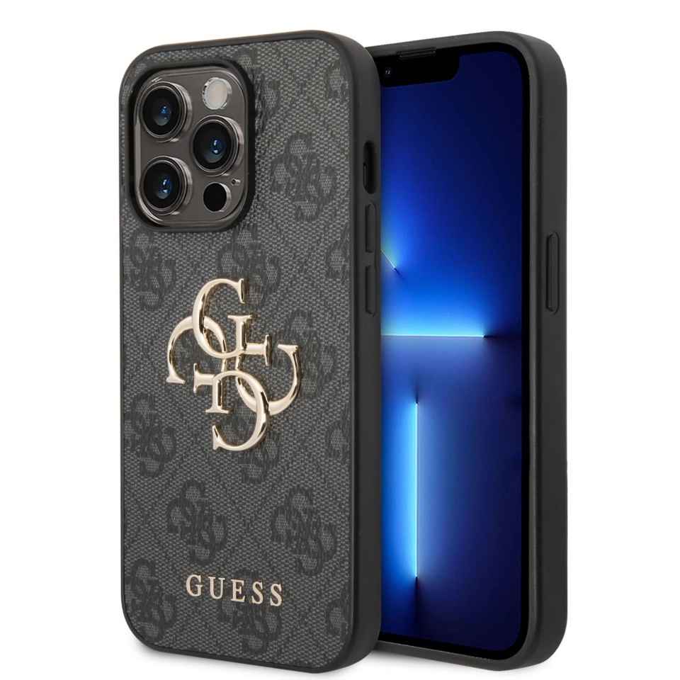 Husa pentru iPhone 15 Pro, Guess Hardcase 4G Big Metal Logo, Protectie Slim, Compatibila, Gri