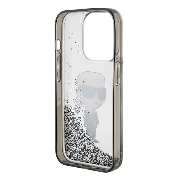 Husa pentru iPhone 15 Pro, Hardcase Liquid Glitter, Karl Lagerfeld - Transparent Sclipici - 3 | YEO
