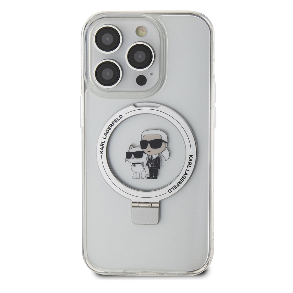 Husa pentru iPhone 15 Pro, Hardcase Ring Stand MagSafe, Karl Lagerfeld - Alb - 3 | YEO