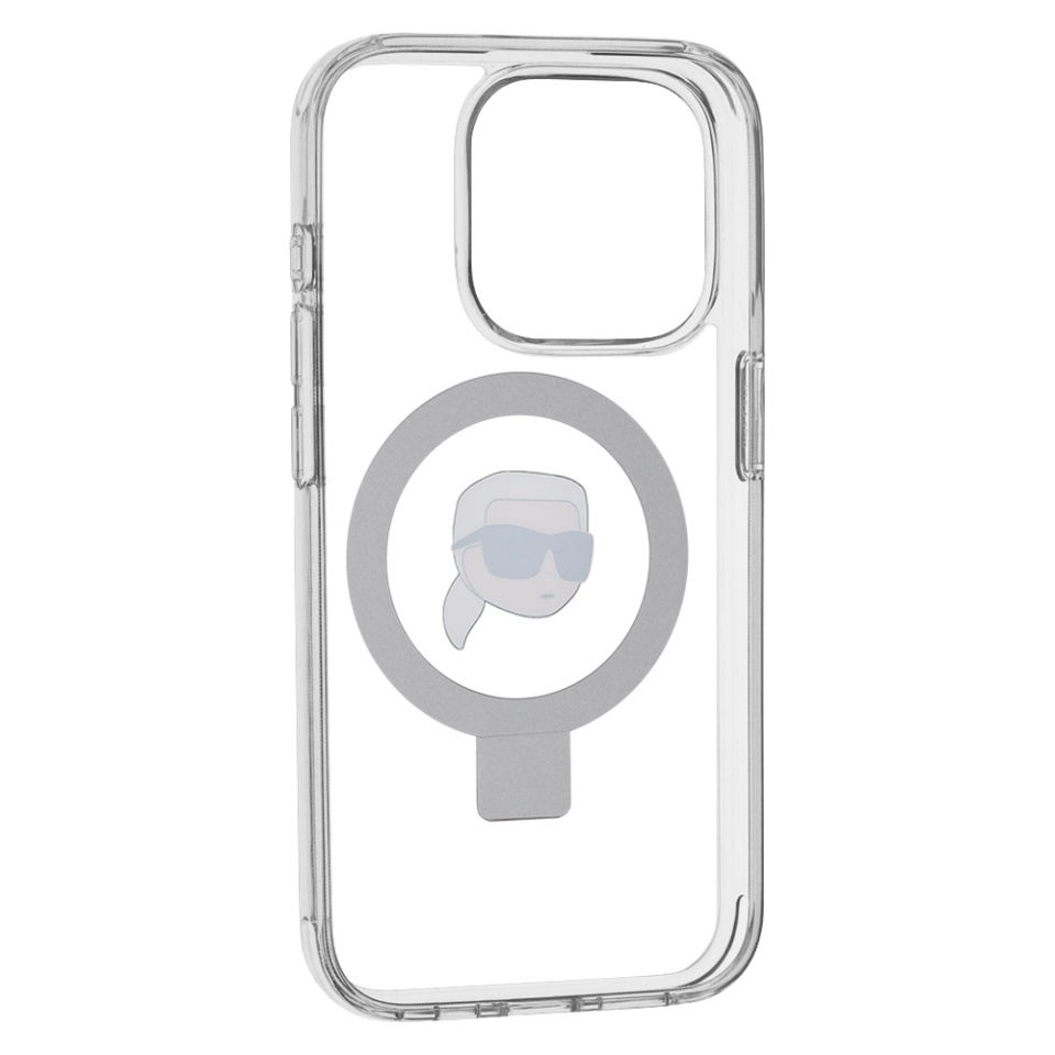Husa pentru iPhone 15 Pro, Hardcase Ring Stand MagSafe, Karl Lagerfeld - Alb - 2 | YEO