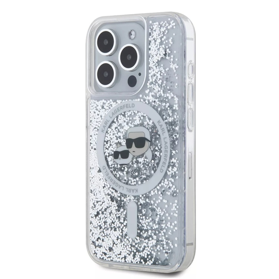 Husa pentru iPhone 15 Pro, Liquid Glitter MagSafe, Karl Lagerfeld - Transparenta - 1 | YEO