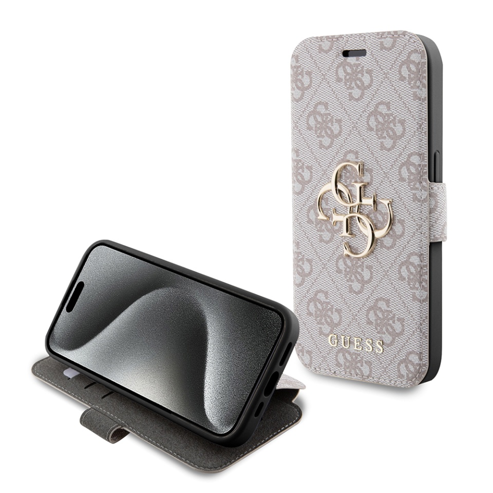 Husa pentru iPhone 15 Pro Max, Book, Guess - Roz