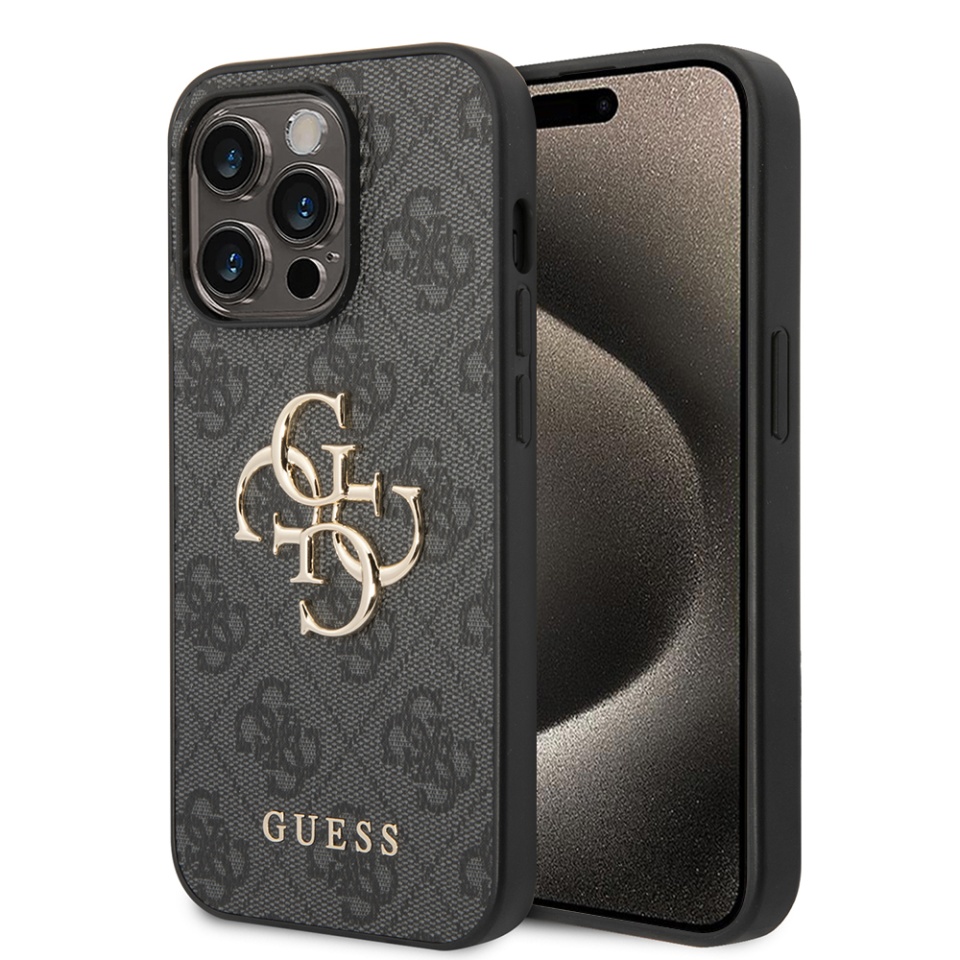 Husa pentru iPhone 15 Pro Max, Guess Hardcase 4G Big Metal Logo, Protectie Slim, Compatibila, Gri