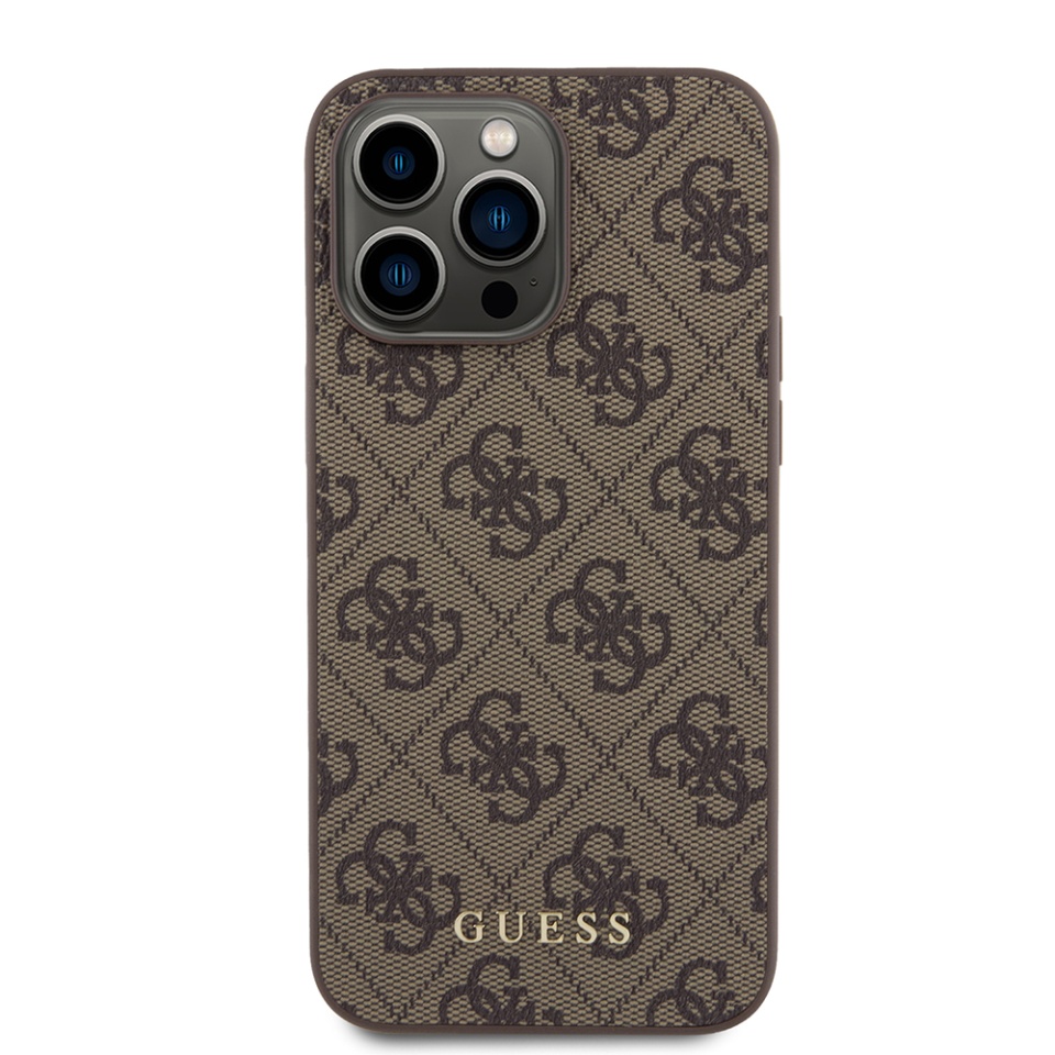 Husa pentru iPhone 15 Pro Max, Guess, Hardcase 4G Metal Gold Logo, Maro - 1 | YEO