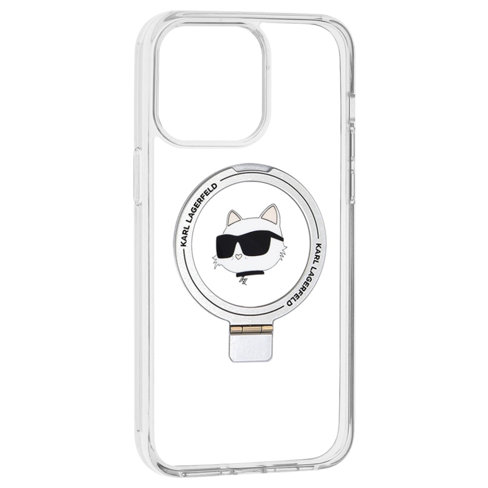 Husa pentru iPhone 15 Pro Max, Hardcase Ring Stand MagSafe, Karl Lagerfeld - Alb - 1 | YEO