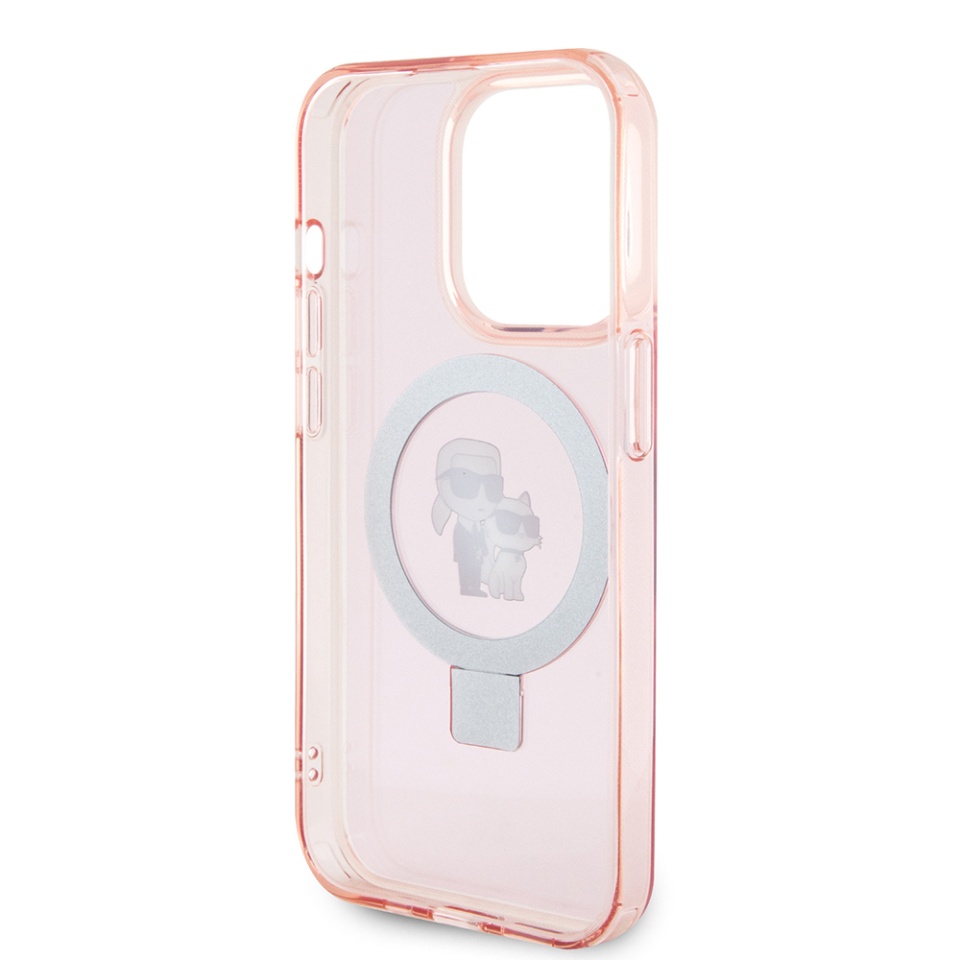 Husa pentru iPhone 15 Pro Max, Hardcase Ring Stand MagSafe, Karl Lagerfeld - Roz - 3 | YEO