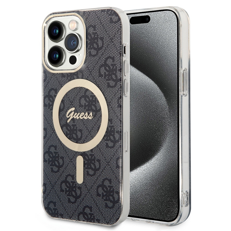 Husa pentru iPhone 15 Pro Max, IML 4G MagSafe, Guess - Negru