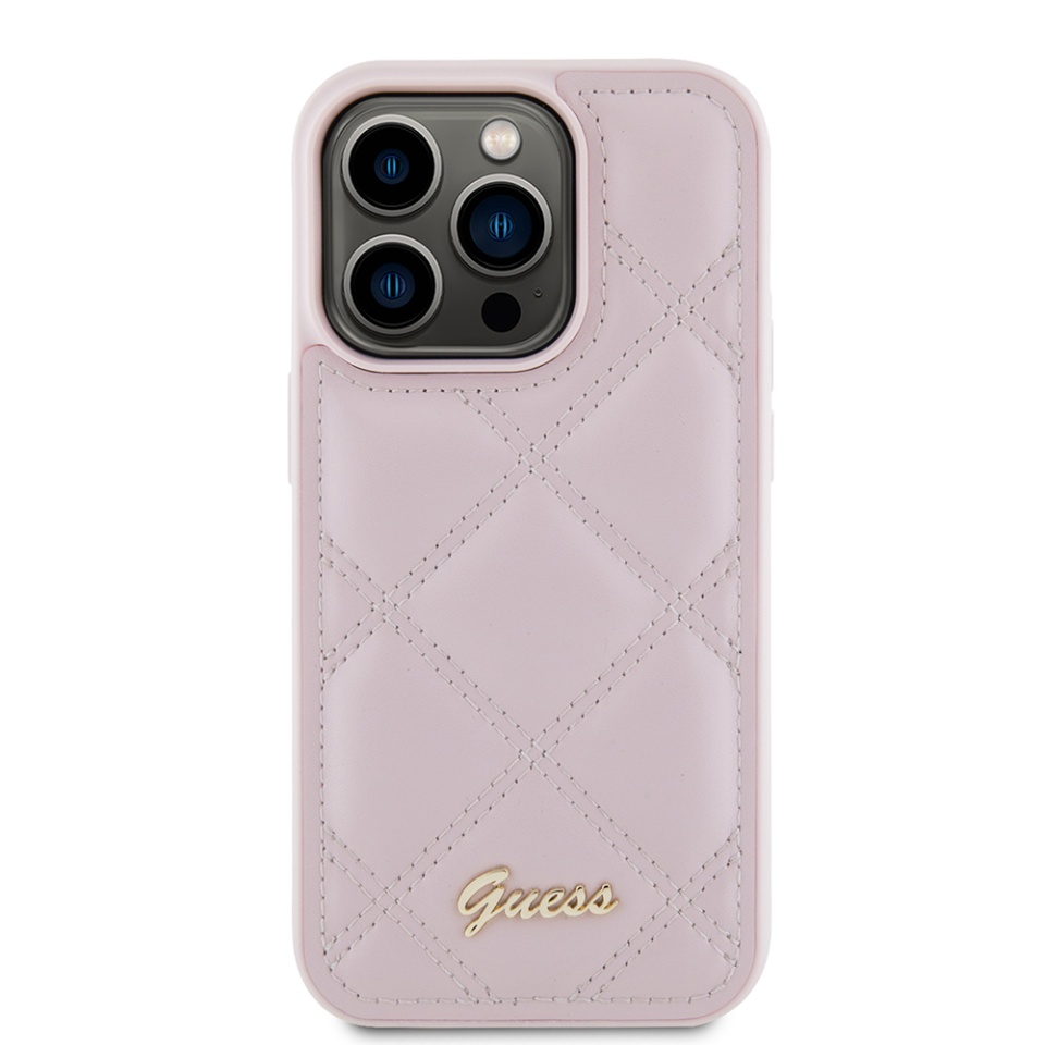 Husa pentru iPhone 15 Pro Max Quilted Metal Logo, Guess - Roz - 1 | YEO
