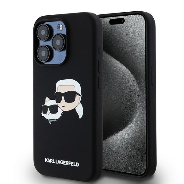 Husa pentru iPhone 15 Pro Max, Silicone MagSafe, Karl Lagerfeld - Negru