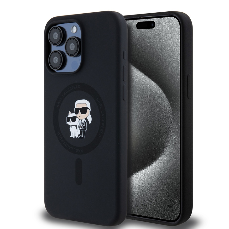Husa pentru iPhone 15 Pro Max, Silicone MagSafe, Karl Lagerfeld - Negru