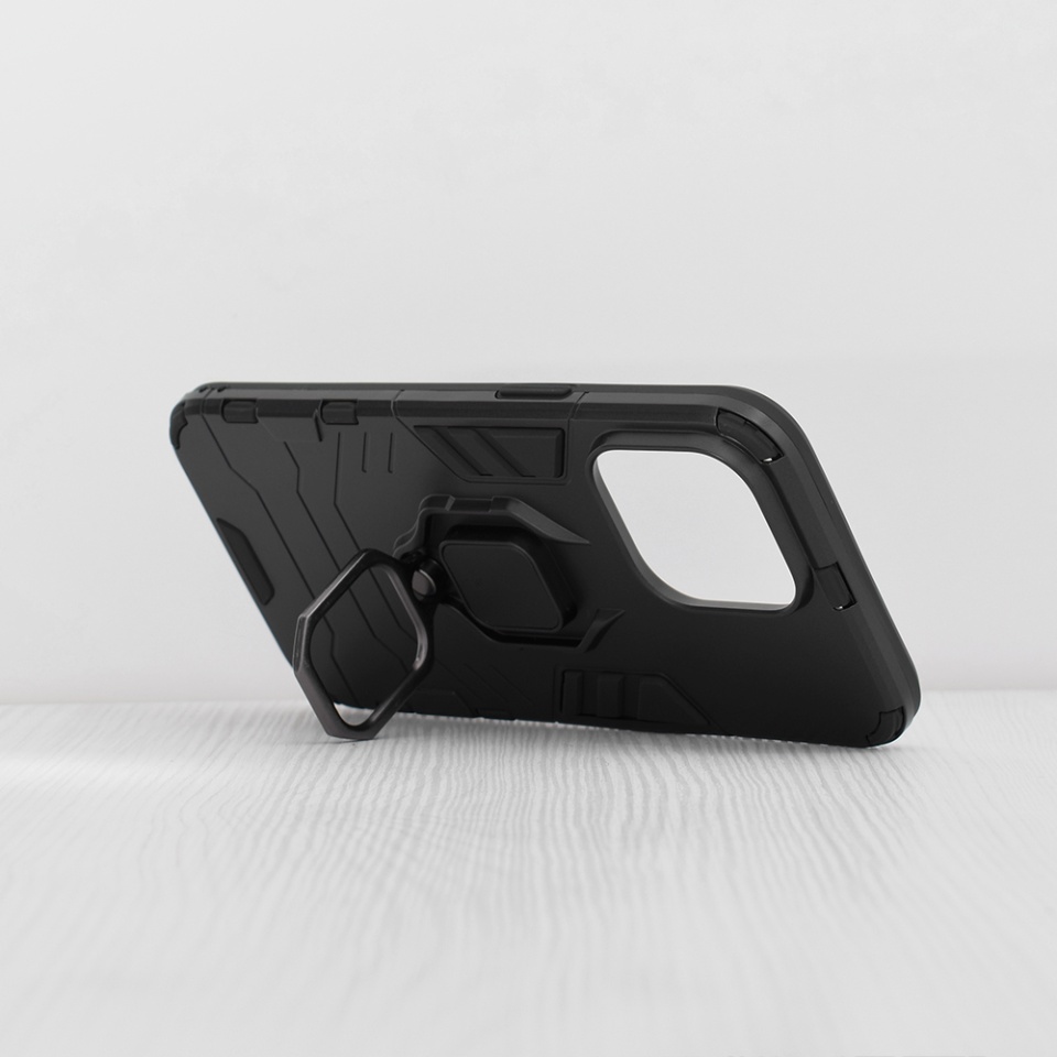 Husa pentru iPhone 15 Pro Max, SKYDDAR INNOVATION, cu Inel Magnetic, Antisoc, Forged, Negru, set cu sticker - 1 | YEO