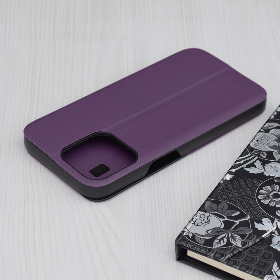 Husa pentru iPhone 15 Pro Max, SKYDDAR INNOVATION, eFold, tip carte, Mov, set cu sticker - 1 | YEO