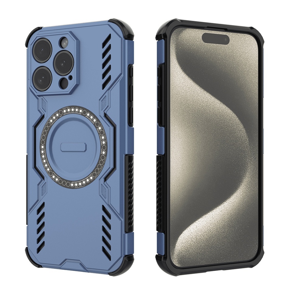 Husa pentru iPhone 15 Pro Max, SKYDDAR INOVATION, ArmorMag, Magsafe, set cu sticker, Albastru - 1 | YEO