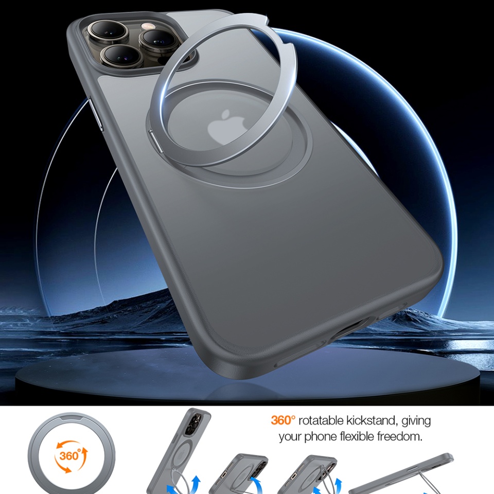 Husa pentru iPhone 15 Pro Max, Torras Ostand Pro MagSafe, Gri - 1 | YEO