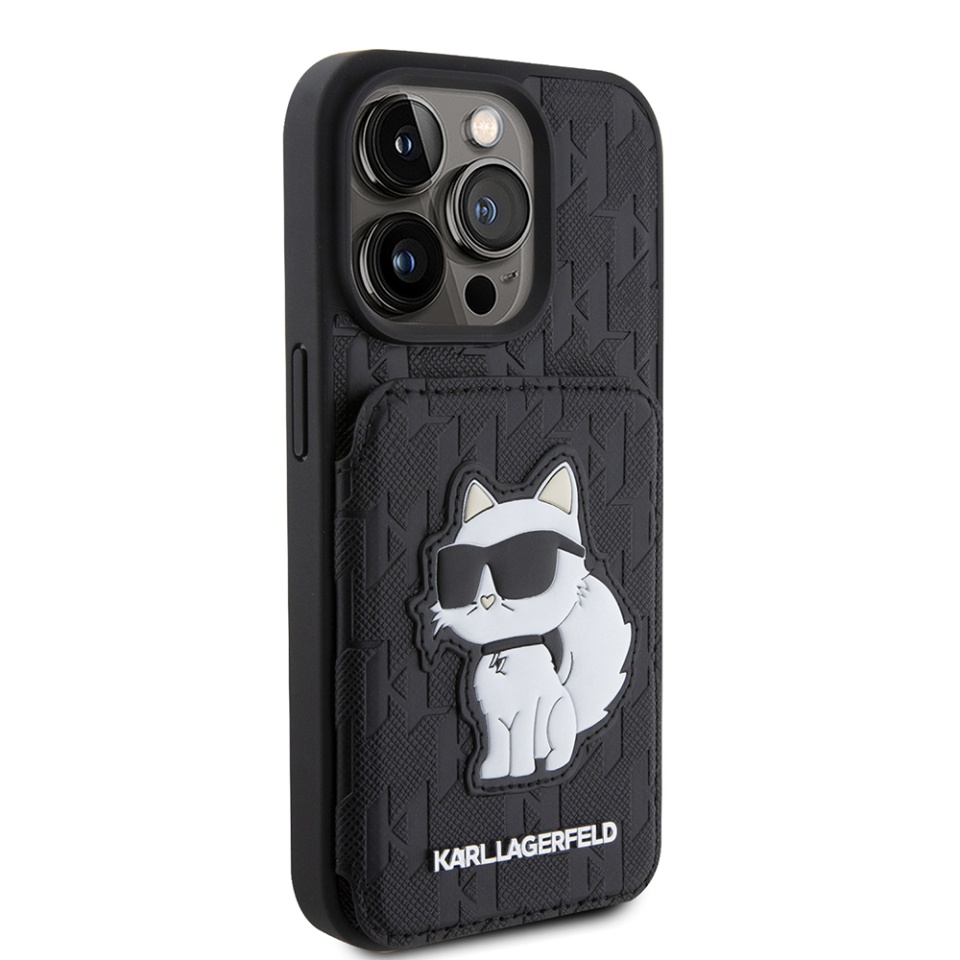 Husa pentru iPhone 15 Pro, Saffiano Cardslot, Karl Lagerfeld, Negru - 3 | YEO