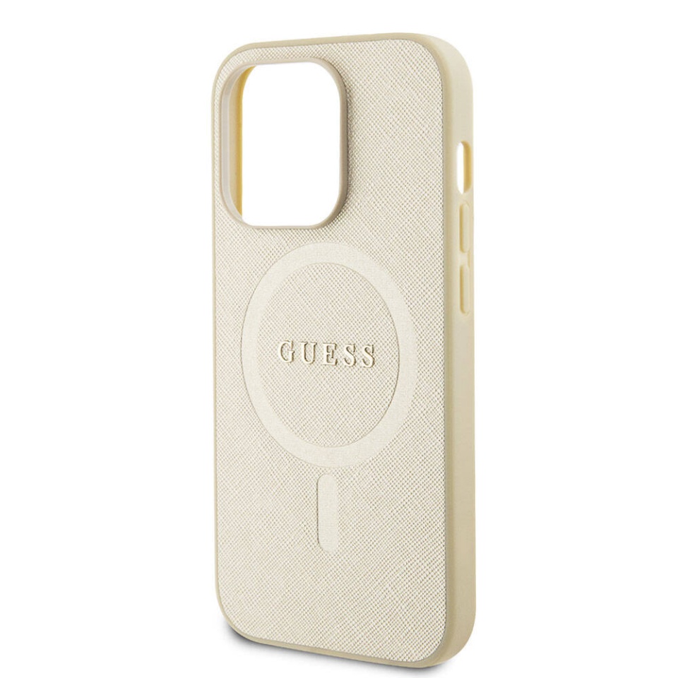 Husa pentru iPhone 15 Pro Saffiano MagSafe, Guess - Auriu - 3 | YEO