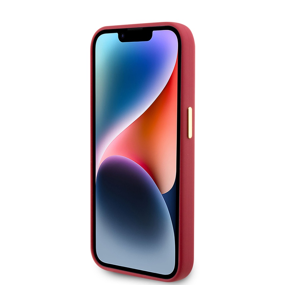 Husa pentru iPhone 15 Pro Silicone Script Metal Logo & Frame, Guess - Rosu - 2 | YEO