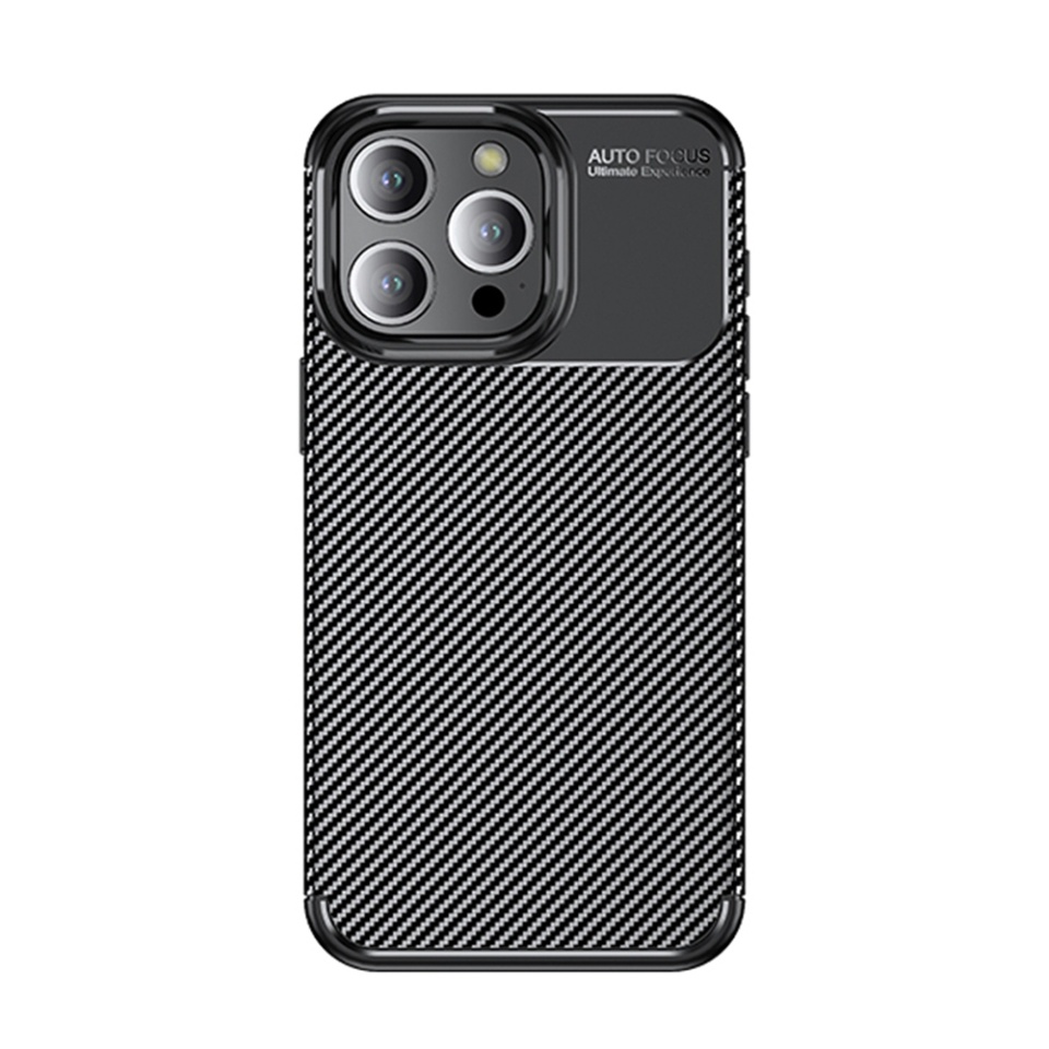 Husa pentru iPhone 15 Pro, SKYDDAR INNOVATION, CarbonFiber, Antisoc, Negru, set cu sticker - 3 | YEO