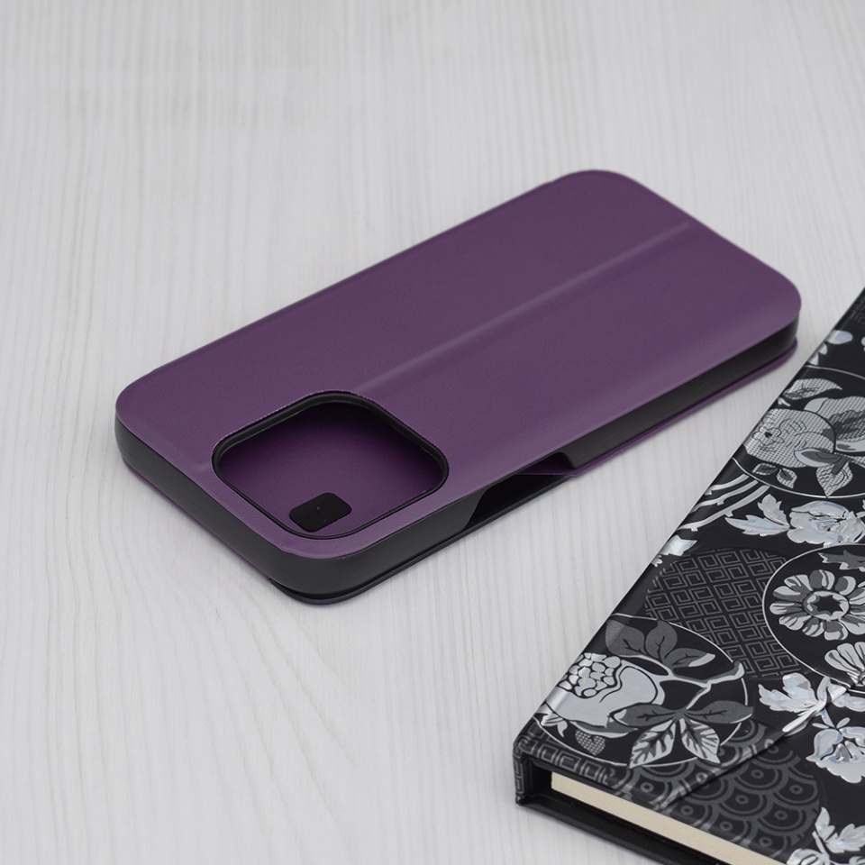 Husa pentru iPhone 15 Pro, SKYDDAR INNOVATION, eFold, tip carte, Mov, set cu sticker - 1 | YEO
