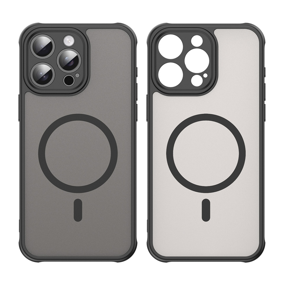 Husa pentru iPhone 15 Pro, SKYDDAR INNOVATION, HaloFrost MagSafe II, Antisoc, set cu sticker, Negru - 1 | YEO