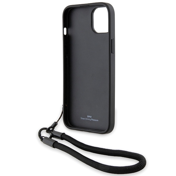 Husa pentru iPhone 15, Signature Leather Wordmark Cord, BMW - Negru mat - 1 | YEO
