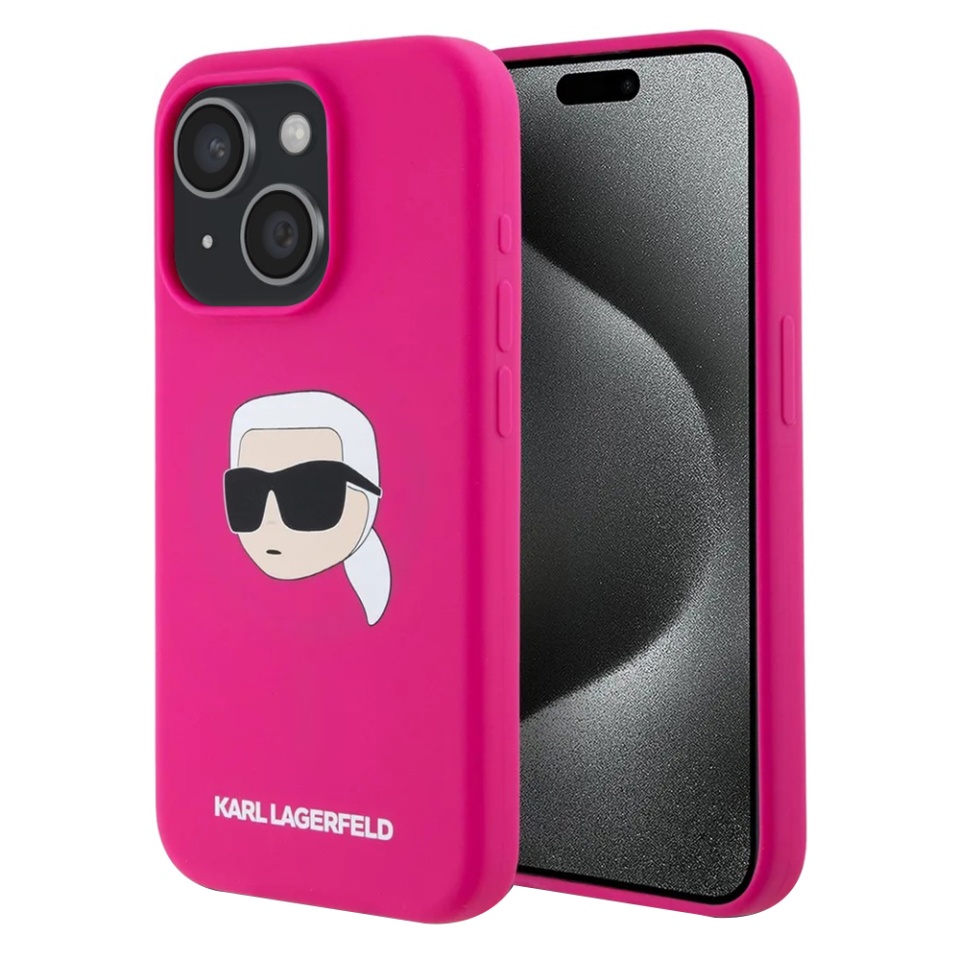 Husa pentru iPhone 15, Silicone MagSafe, Karl Lagerfeld - Maro