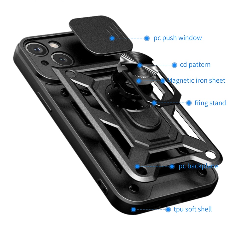 Husa pentru iPhone 15, SKYDDAR INNOVATION, CamShield, Verde, set cu sticker - 2 | YEO