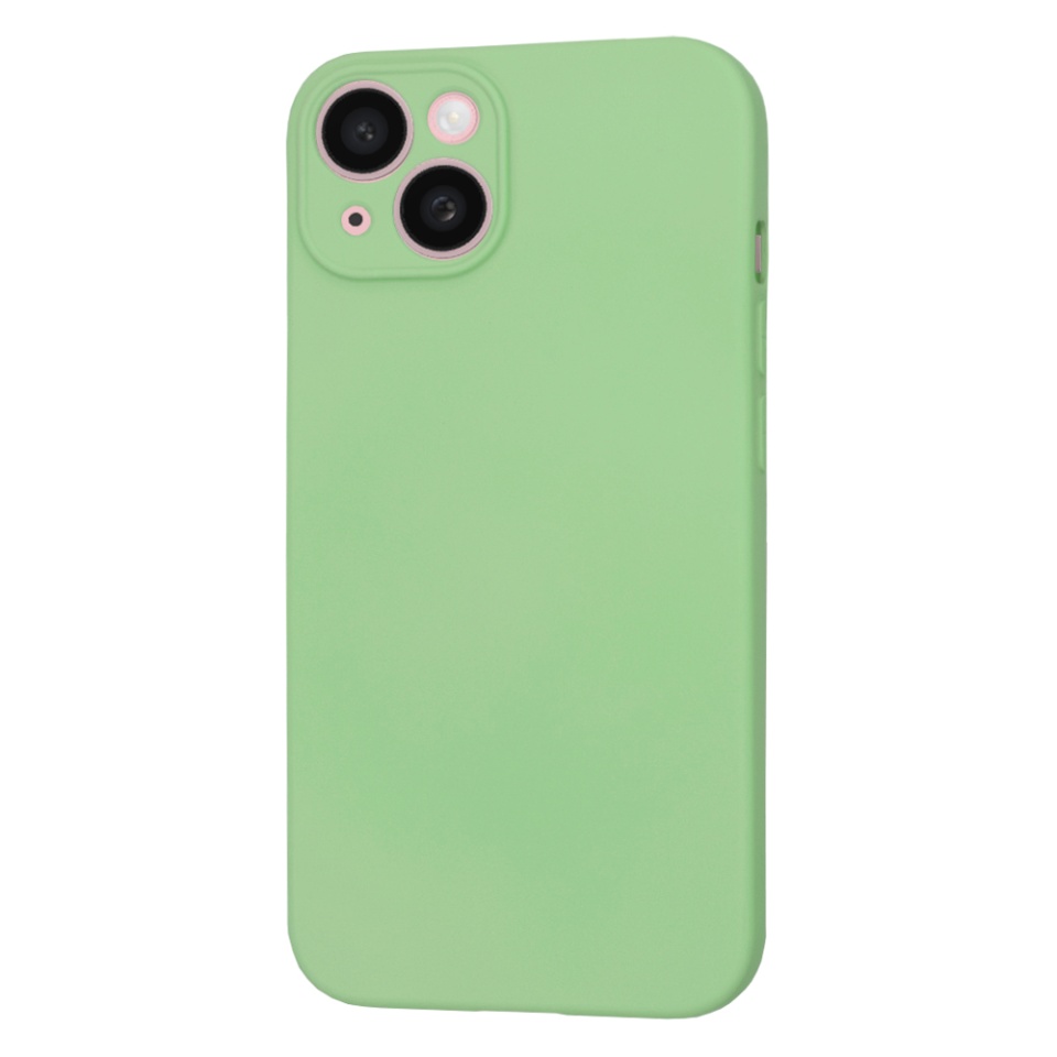 Husa pentru iPhone 15, SKYDDAR INNOVATION, din Silicon Catifelat, SoftFlex Magsafe, Verde deschis, set cu sticker - 1 | YEO