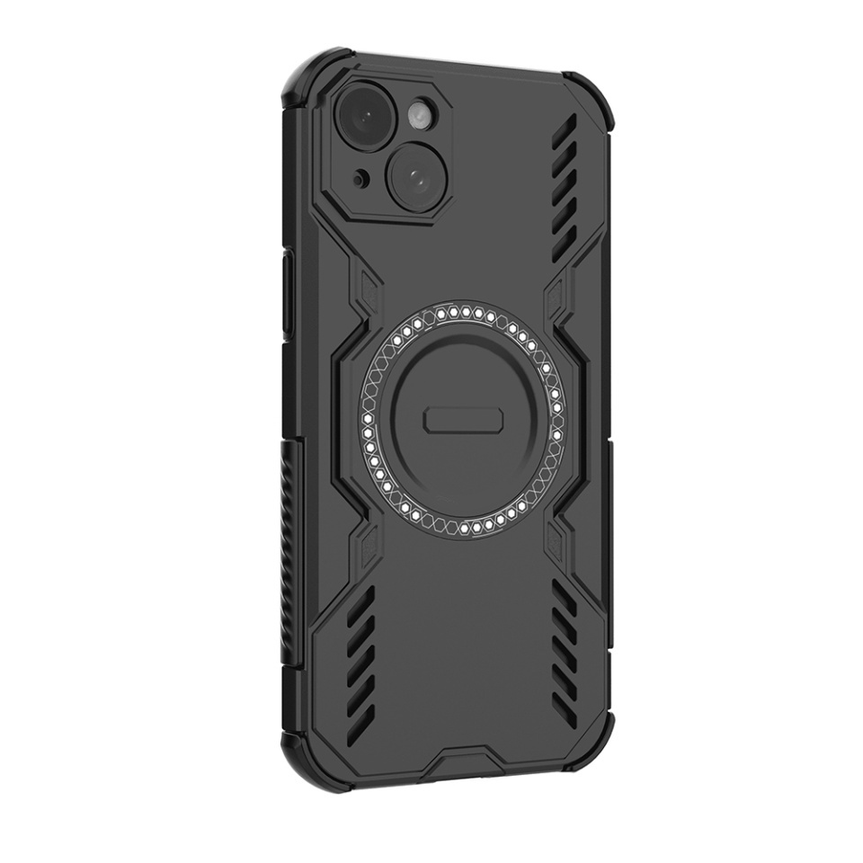 Husa pentru iPhone 15, SKYDDAR INOVATION, ArmorMag, Magsafe, set cu sticker, Negru - 2 | YEO