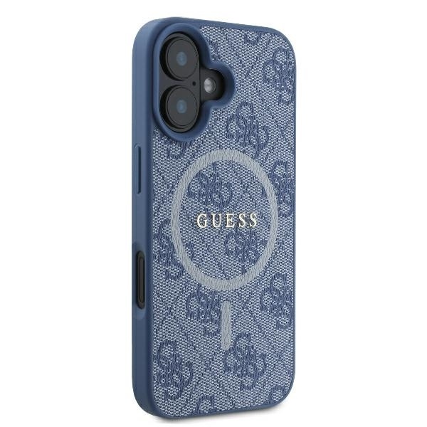 Husa pentru iPhone 16, 4G Ring Classic Logo MagSafe, Guess, Albastru - 3 | YEO