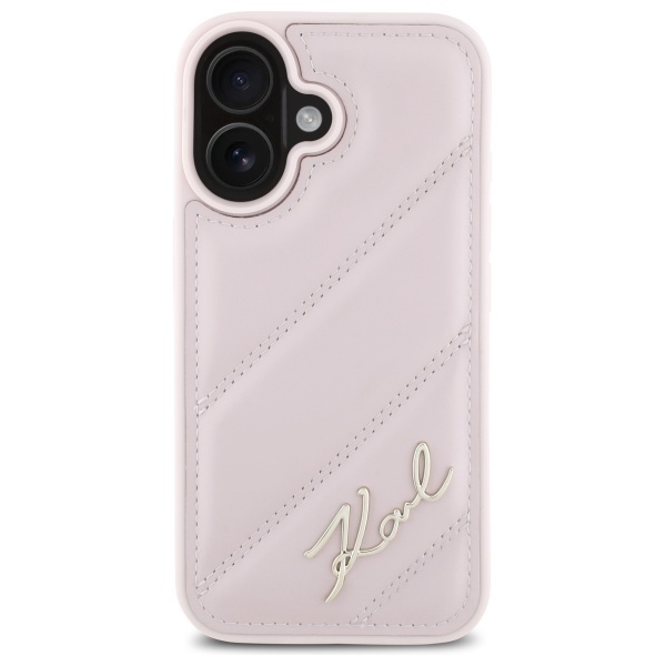 Husa pentru iPhone 16, Diagonal Quilted, Karl Lagerfeld, Roz - 2 | YEO