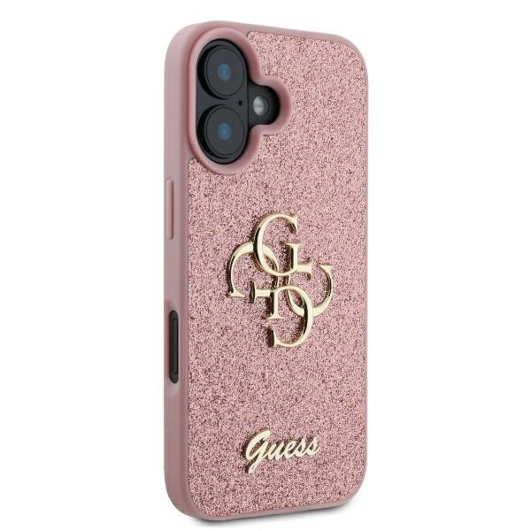 Husa pentru iPhone 16, Glitter Fixed Big 4G, Protectie Slim, Guess, Roz - 1 | YEO