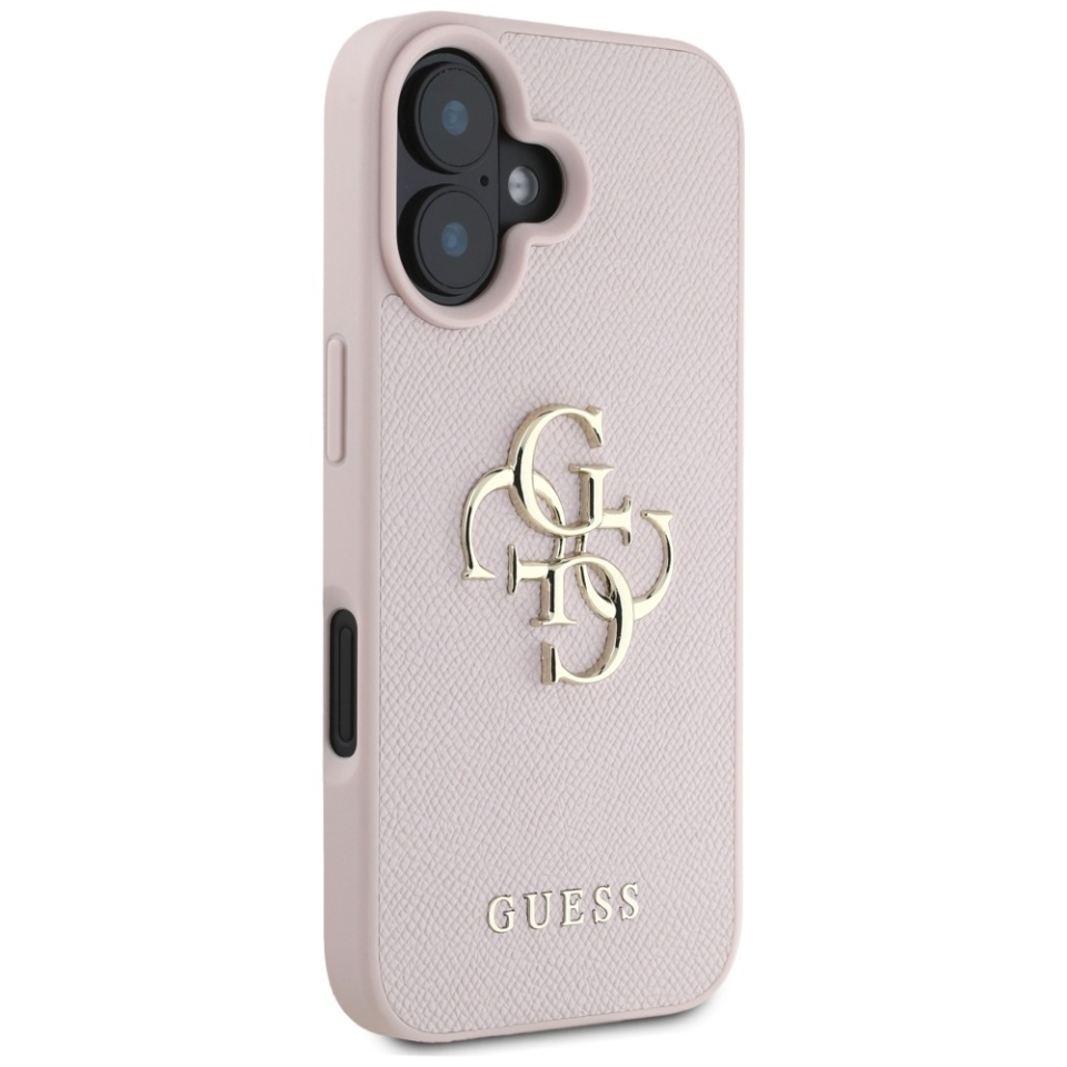 Husa pentru iPhone 16, Guess, Hardcase Grained Big 4G Logo Small Classic Logo, Protectie Slim, Roz - 3 | YEO