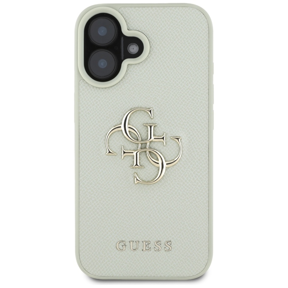 Husa pentru iPhone 16, Guess, Hardcase Grained Big 4G Logo Small Classic Logo, Protectie Slim, Verde - 2 | YEO
