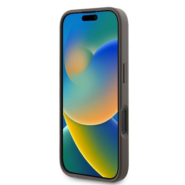 Husa pentru iPhone 16, Guess, Leather 4G Triangle Strass, Maro - 2 | YEO