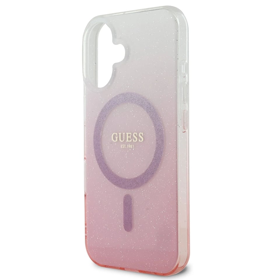 Husa pentru iPhone 16, IML Glitter Gradient MagSafe, Guess - Maro - 5