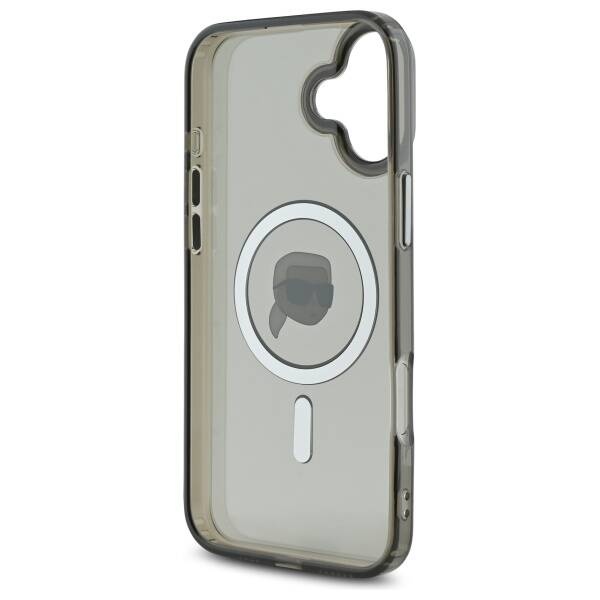 Husa pentru iPhone 16 Plus, IML Glitter K&C Heads Logo MagSafe, Clear Mono Karl&Choupette - 3 | YEO