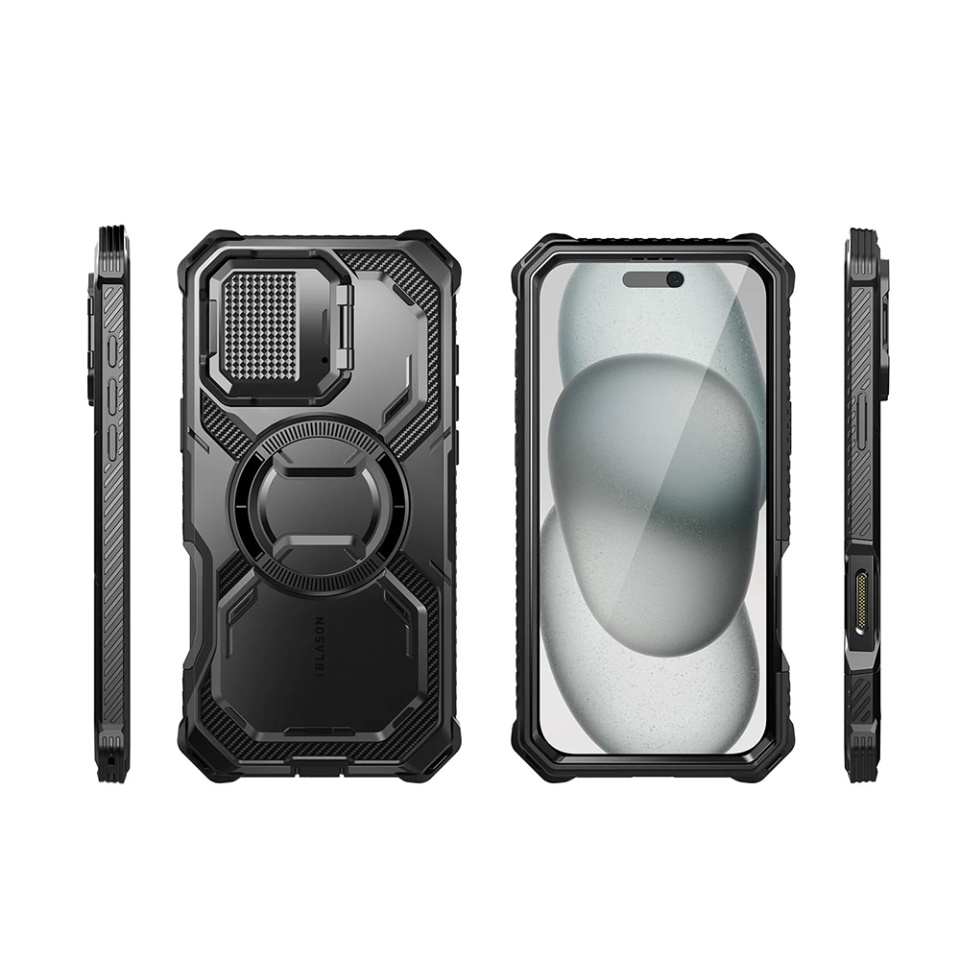 Husa pentru iPhone 16 Plus, Kickstand, AntiSock, I-Blason Armorbox - Negru - 2 | YEO