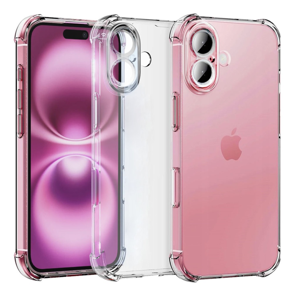 Husa pentru iPhone 16 Plus , SKYDDAR INNOVATION, Shockproof Clear din Silicon Slim, Transparenta, set cu sticker