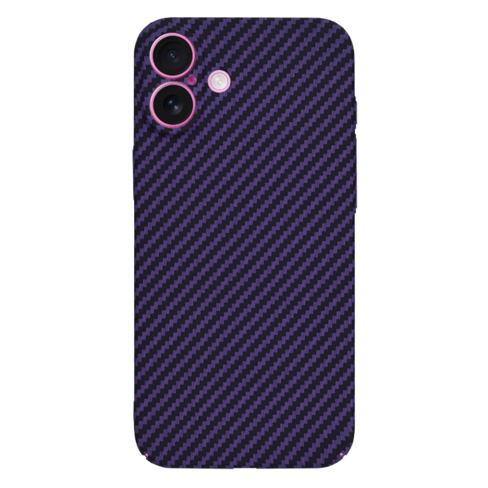 Husa pentru iPhone 16 Plus, SKYDDAR INNOVATION, textura carbon, Carbonite FiberShell, Mov, set cu sticker - 2 | YEO