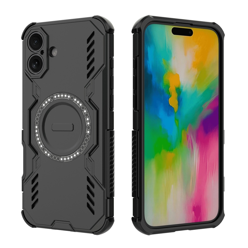 Husa pentru iPhone 16 Plus, SKYDDAR INOVATION, ArmorMag, Magsafe, set cu sticker, Negru - 1 | YEO