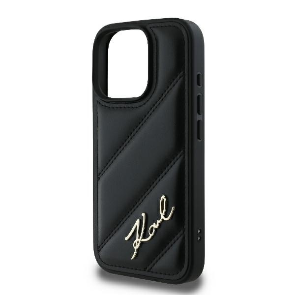 Husa pentru iPhone 16 Pro, Diagonal Quilted Script, Karl Lagerfeld - Negru - 1 | YEO